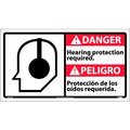 National Marker Co Bilingual Plastic Sign - Danger Hearing Protection Required DBA10R